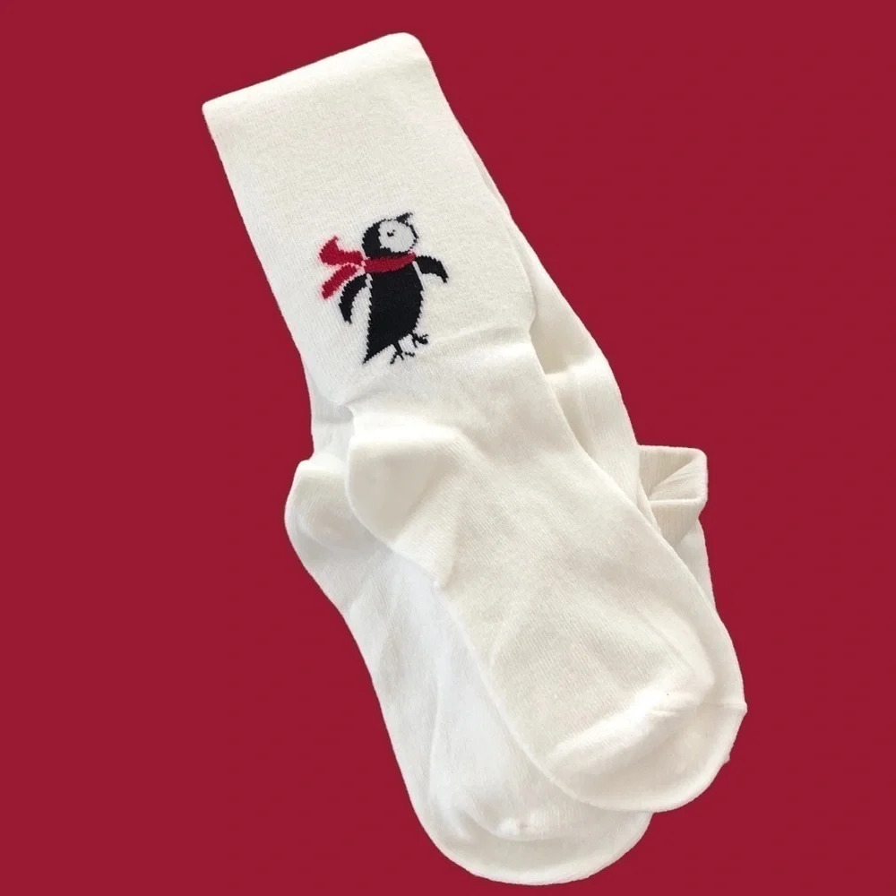 New Gymboree Girls 5-7 years Penguin white tights‎ winter Cute holiday Christmas